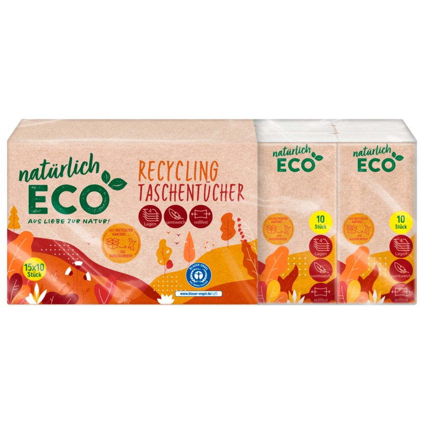 natürlich ECO Recycling Taschentücher 15x10 Stück